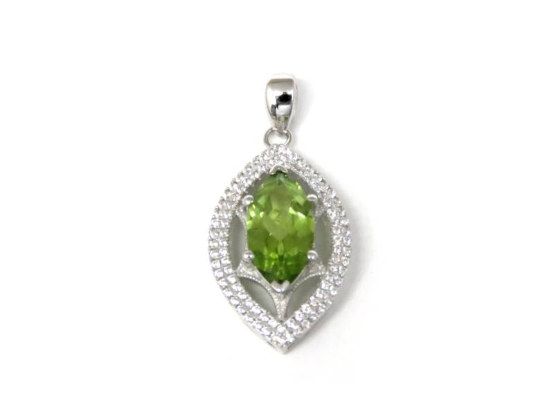P6302 Ausgefallener Stil Natürlicher Peridot August Geburtsstein Sterling Silber Double Halo Anhänger Geschenk Für Sie von TwankeeJewelry