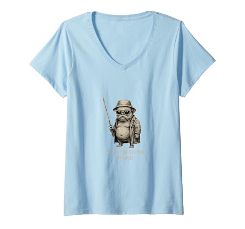 Damen Mops Humor Humor TWAS The Carbs M'Lord Funny Sci-Fi Weird Odd T-Shirt mit V-Ausschnitt Damen Mops Humor Humor TWAS The Carbs M'Lord Funny Sci-Fi Weird Odd T-Shirt mit V-Ausschnitt von Twas the Carbs Pug Dog Funny Weird