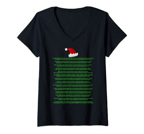 Damen "Twas the Night Before Christmas" T-Shirt mit V-Ausschnitt Damen "Twas the Night Before Christmas" T-Shirt mit V-Ausschnitt von 'Twas the Night Before Christmas Poem Shirt Co.