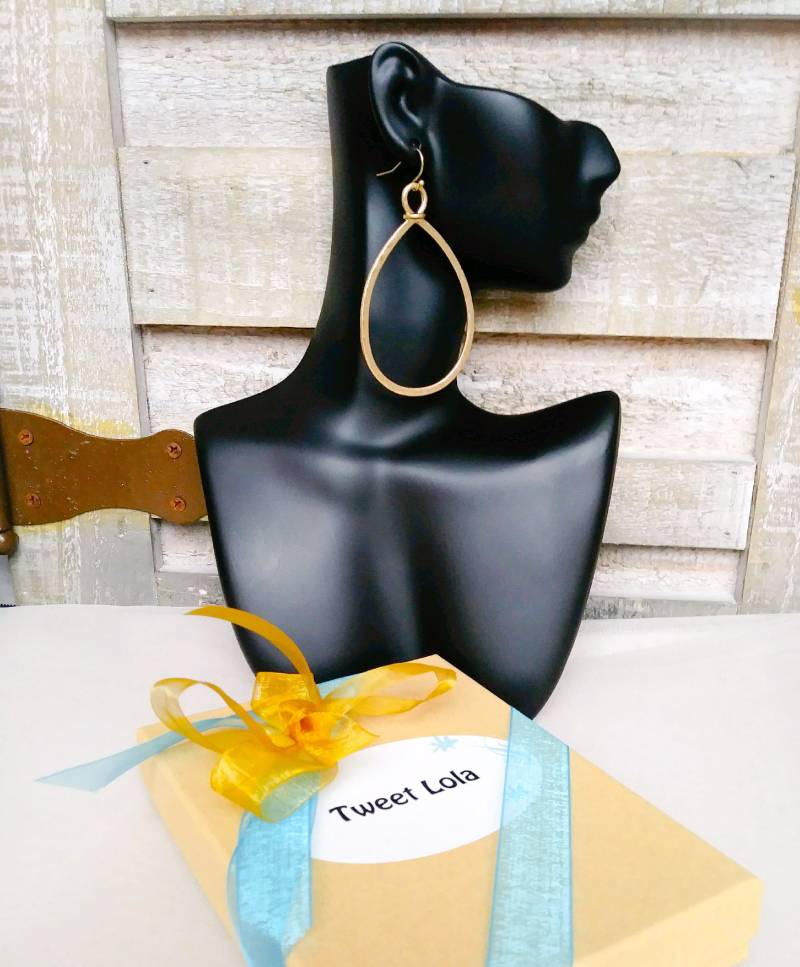 Gold-Ton Große Ovale Creolen, 2.5" Lange Ohrringe, Einfache Trendige Creolen Gold-Ton Große Ovale Creolen, 2.5" Lange Ohrringe, Einfache Trendige Creolen von TweetLolaCreations