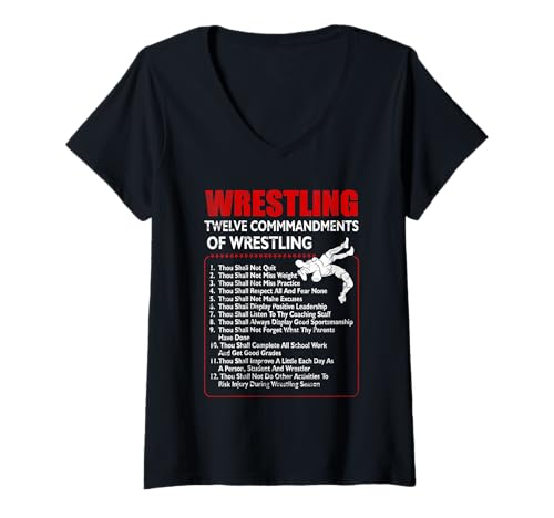 Damen Zwölf Gebote der Wrestling-Saison Kampfsport T-Shirt mit V-Ausschnitt Damen Zwölf Gebote der Wrestling-Saison Kampfsport T-Shirt mit V-Ausschnitt von Twelve Commandments Of Wrestling Season Fighting