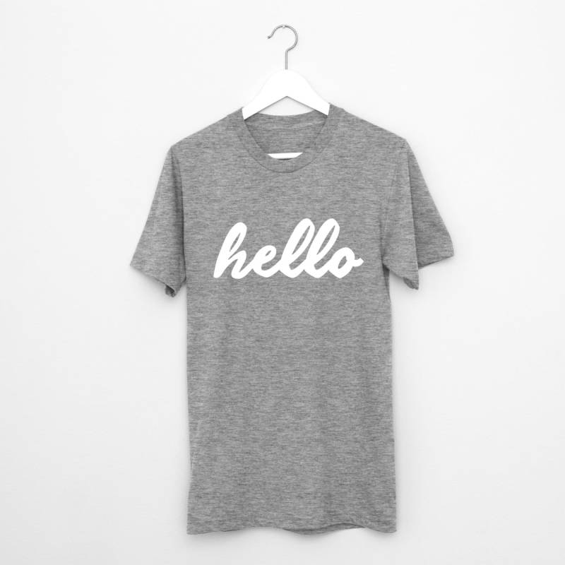 Hallo T-Shirt - Unisex/Skript Shirt Grafik T-Shirt Grau Blogger Geschenk Freund Freundin Süße von Twelve9Printing