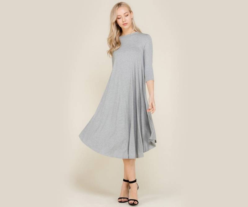 Schwarzes Strickkleid - Kleid/Olivkleid Bescheidenes Viertelärmeliges Midikleid Umstandskleid Für Frauen von Twelve9Printing