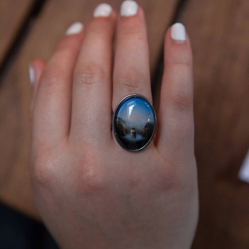 Kunst Ring, Edelstahl Schmuck Mit Reproduktion Und 18x25mm Glas Cabochon Kunst Ring, Edelstahl Schmuck Mit Reproduktion Und 18x25mm Glas Cabochon von TwentschKunstProduct