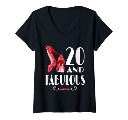 Damen 20 und fabelhafter Meilenstein der Geburtstagsfeier T-Shirt mit V-Ausschnitt von Twenty Year Old Woman