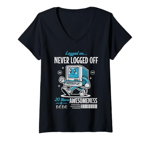 Damen Lustiger Meilenstein des Computerunternehmens zum 20-jährigen Arbeitsjubiläum T-Shirt mit V-Ausschnitt Damen Lustiger Meilenstein des Computerunternehmens zum 20-jährigen Arbeitsjubiläum T-Shirt mit V-Ausschnitt von Twenty Years of Service Employee Staff Co-Worker