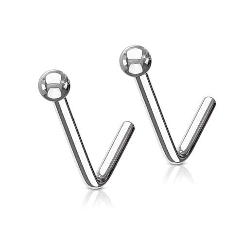 Twilight London Nasenstecker aus Titan in L-Form, klassisches 2 mm Kugel-Design, hypoallergen, sicher, perfekt für Männer und Frauen, 2 Stück, Titan Twilight London Nasenstecker aus Titan in L-Form, klassisches 2 mm Kugel-Design, hypoallergen, sicher, perfekt für Männer und Frauen, 2 Stück, Titan von Twilight London