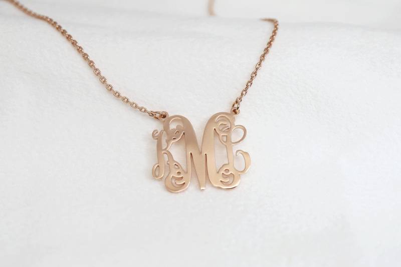 Monogramm Halskette, Personalisierte Namensschmuck, Silber Benutzerdefinierte Erste Halskette 14K Rose Gold Freundschaftskette Für Ihr von TwilleyStreet