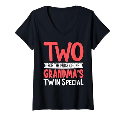 Damen Zwei zum Preis Einer Oma's Twin Special Twin Grandma T-Shirt mit V-Ausschnitt Damen Zwei zum Preis Einer Oma's Twin Special Twin Grandma T-Shirt mit V-Ausschnitt von Twin Grandma Gift