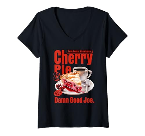 Damen Twin Peaks Cherry Pie and Joe RR Diner TV Show T-Shirt mit V-Ausschnitt von Twin Peaks