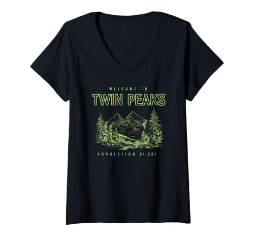 Damen Twin Peaks Souvenir Welcome to Twin Peaks TV Show T-Shirt mit V-Ausschnitt von Twin Peaks