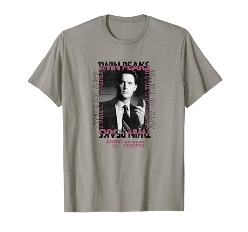 Twin Peaks Herren T-Shirt Agent Cooper Box Up Grau S Klassische Passform Halbarm Crew-Ausschnitt Standardlänge von Twin Peaks