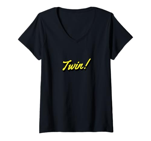 Damen Twin, Twins Teen Slang Spruch T-Shirt mit V-Ausschnitt Damen Twin, Twins Teen Slang Spruch T-Shirt mit V-Ausschnitt von Twin Shirts for Teenagers