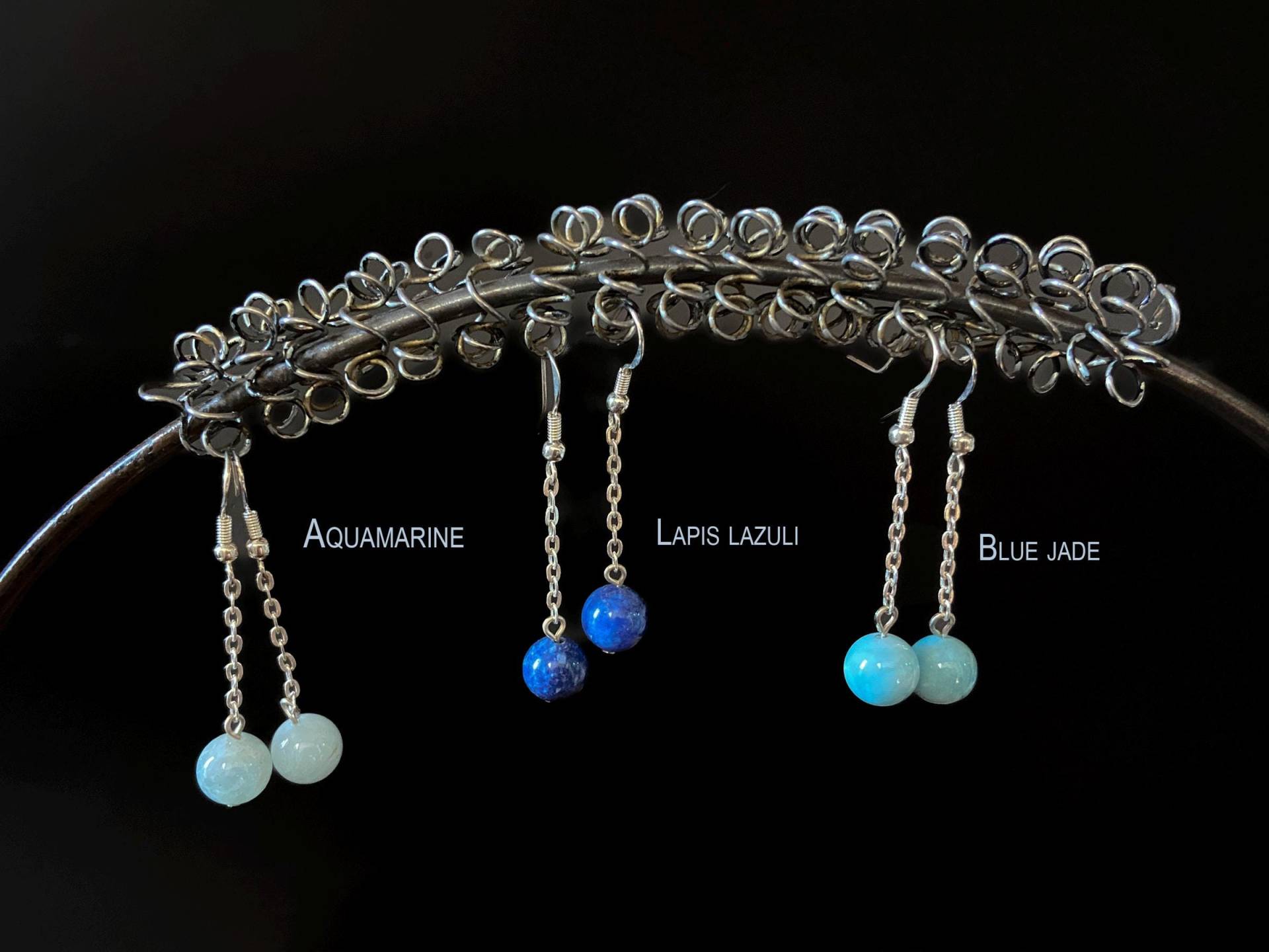 Blaue Jade & Lapis Lazuli Ohrringe Sterling Silber Edelstein Anhängern von TwinCreeksCharming