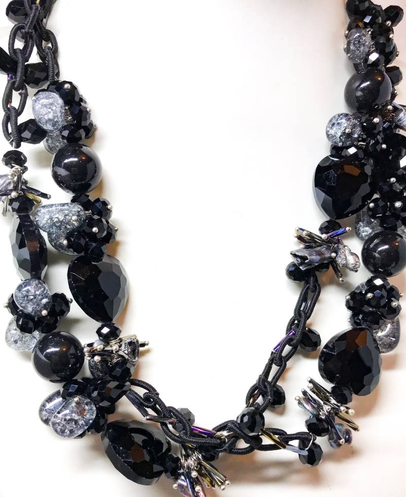 Schwarz Onyx & Perlen Multi Edelstein Halskette Extra Lang Layered Style | 43 "' von TwinCreeksCharming
