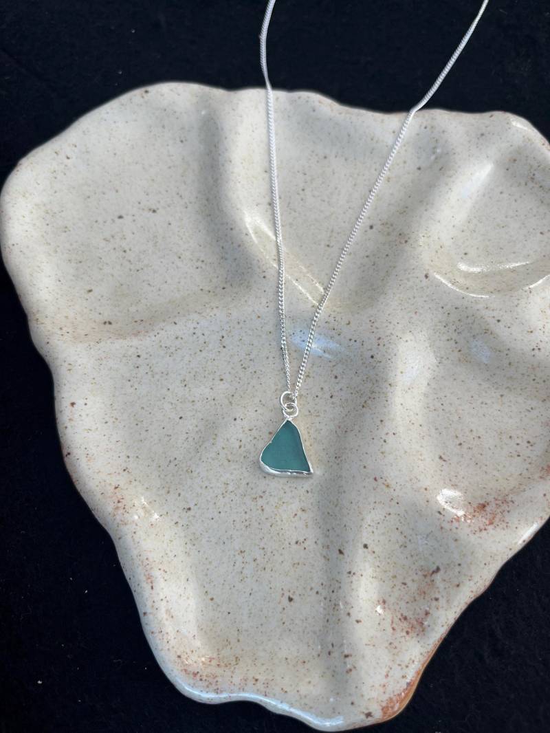 Seeglas Kette Aus Sterling Silber - Hellblau von TwinMade14