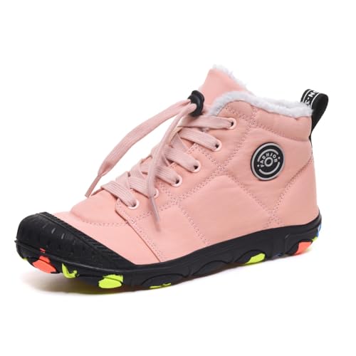 Barfußschuhe Unisex Kinder Winterstiefel 2023 Outdoor Winter Warm rutschfest Wasserdicht Gefüttert Wanderstiefel Leicht Winterschuhe Traillaufschuhe Jungen Mädchen Trekking 30-39 Rosa 30 EU von Twinice