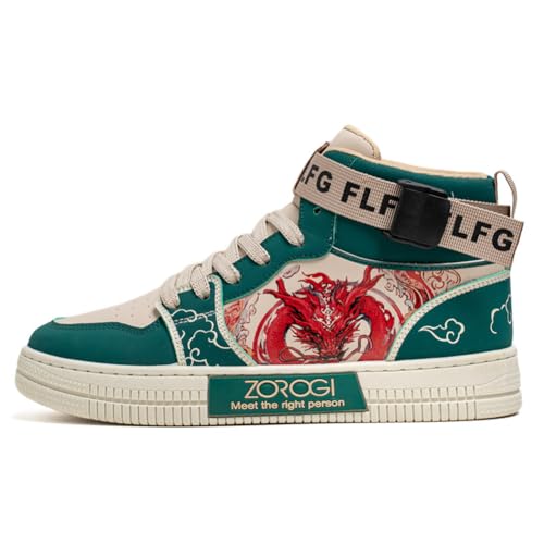 Chinesische Stil Unisex High-Top Sneaker - Modische Eltern-Kind & Paar Schuhe, Trendige Campus-Sneaker mit Hongkong-Design, Atmungsaktive Freizeitschuhe für Damen und Herren Grün 37EU Chinesische Stil Unisex High-Top Sneaker - Modische Eltern-Kind & Paar Schuhe, Trendige Campus-Sneaker mit Hongkong-Design, Atmungsaktive Freizeitschuhe für Damen und Herren Grün 37EU von Twinice
