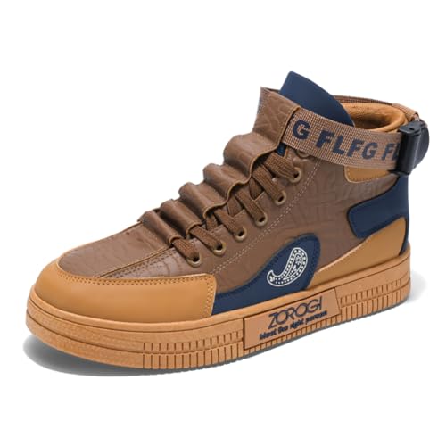 Chinesische Stil Unisex High-Top Sneaker - Modische Eltern-Kind & Paar Schuhe, Trendige Campus-Sneaker mit Hongkong-Design, Atmungsaktive Freizeitschuhe für Damen und Herren Khaki 35EU von Twinice