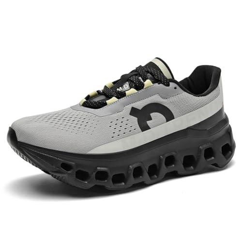 Herren Damen Schuhe leichte Laufschuhe Turnschuhe mit Luftpolster Atmungsaktiv rutschfeste Walkingschuhe Tennisschuhe Sneaker Dunkelgrau Schwarz 40EU von Twinice