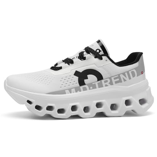 Herren Damen Schuhe leichte Laufschuhe Turnschuhe mit Luftpolster Atmungsaktiv rutschfeste Walkingschuhe Tennisschuhe Sneaker Weiß Silber 40EU von Twinice