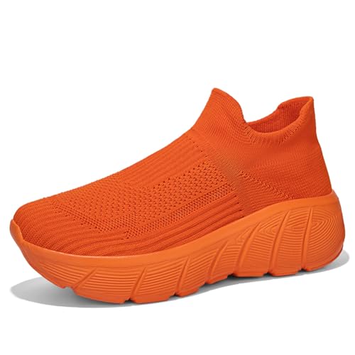 Herren Damen Sportschuhe Schuhe Laufschuhe mit Luftpolster Turnschuhe Profilsohle Sneakers Leichte orange Farbe 40EU von Twinice