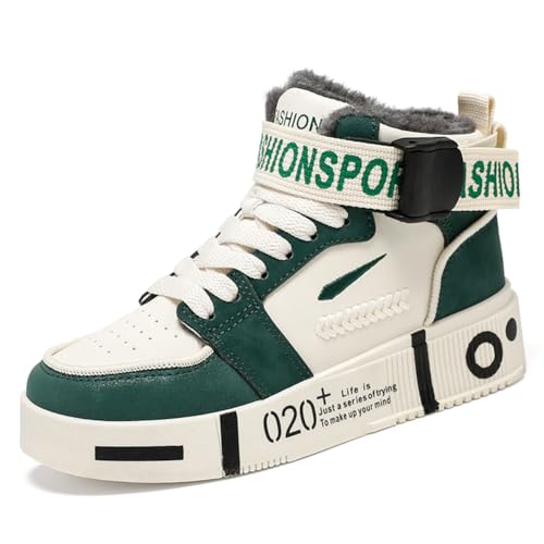 Herren Laufschuhe Mode High Top Sneakers Freestyle Hi-Top Lässig Sportschuhe Wanderschuhe Hoch Turnschuhe Freizeitschuhe Fitness Hohe Schuhe Grün 44EU von Twinice