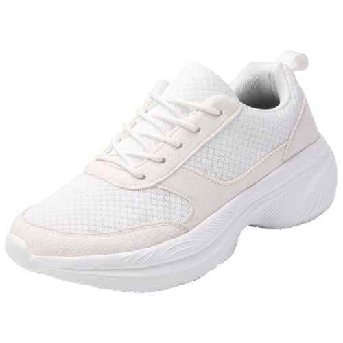 Herren Damen Sportschuhe Laufschuhe mit Luftpolster Turnschuhe Profilsohle Sneakers Leichte Schuhe Weiß 39EU von Twinice