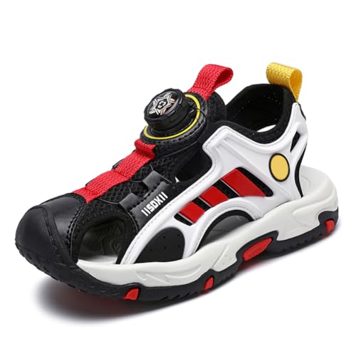 Jungen Sandalen Trekking Wandern Kinder Sandalen Outdoor Geschlossene Zehe Sandalen Sportliche Sommerschuhe Schwarz 39EU von Twinice