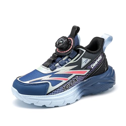 Kinder Drehbare Tasten Sneaker Laufschuhe Turnschuhe Jungen Mädchen Mode Leicht Sportschuhe Atmungsaktive Outdoor Joggingschuhe Freizeitschuhe Blau 38EU von Twinice