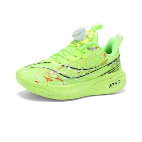 Kinder Drehbare Tasten Sneaker Laufschuhe Turnschuhe Jungen Mädchen Mode Leicht Sportschuhe Atmungsaktive Outdoor Joggingschuhe Freizeitschuhe Grün 33EU von Twinice