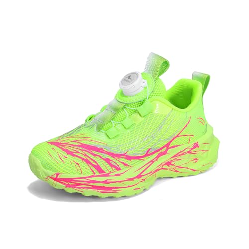 Kinder Drehbare Tasten Sneaker Laufschuhe Turnschuhe Jungen Mädchen Mode Leicht Sportschuhe Atmungsaktive Outdoor Joggingschuhe Freizeitschuhe Grün 36EU von Twinice