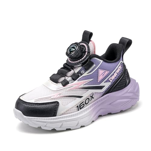 Kinder Drehbare Tasten Sneaker Laufschuhe Turnschuhe Jungen Mädchen Mode Leicht Sportschuhe Atmungsaktive Outdoor Joggingschuhe Freizeitschuhe Lila 28EU von Twinice