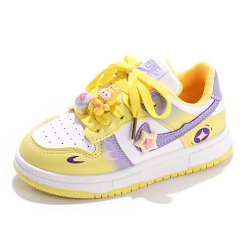 Kinder JungenWasserdichtes Fashion Leichtgewichts Leder Walkingschuhe Turnschuhe Fitnessstudio Sportschuhe Sneaker Running Straßenlaufschuhe Gelb EU 26 von Twinice