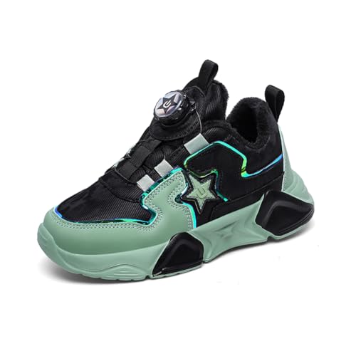 Kinder JungenWasserdichtes Fashion Leichtgewichts Leder Walkingschuhe Turnschuhe Fitnessstudio Sportschuhe Sneaker Running Straßenlaufschuhe Grün EU 38 von Twinice