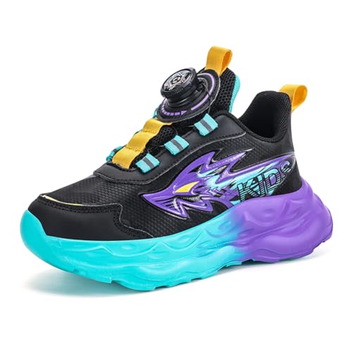 Kinder JungenWasserdichtes Fashion Leichtgewichts Leder Walkingschuhe Turnschuhe Fitnessstudio Sportschuhe Sneaker Running Straßenlaufschuhe Lila EU 28 von Twinice