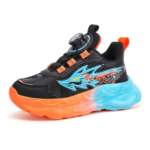 Kinder JungenWasserdichtes Fashion Leichtgewichts Leder Walkingschuhe Turnschuhe Fitnessstudio Sportschuhe Sneaker Running Straßenlaufschuhe Orange EU 33 von Twinice