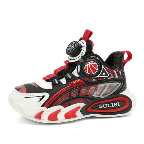 Kinder JungenWasserdichtes Fashion Leichtgewichts Leder Walkingschuhe Turnschuhe Fitnessstudio Sportschuhe Sneaker Running Straßenlaufschuhe Rot EU 34 von Twinice