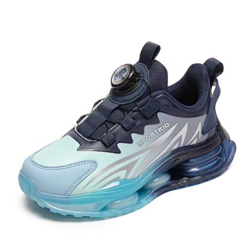 Kinder JungenWasserdichtes Fashion Leichtgewichts Leder Walkingschuhe Turnschuhe Fitnessstudio Sportschuhe Sneaker Running Straßenlaufschuhe Schwarz-Blau EU 32 von Twinice