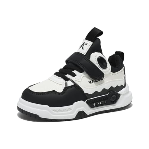 Kinder JungenWasserdichtes Fashion Leichtgewichts Leder Walkingschuhe Turnschuhe Fitnessstudio Sportschuhe Sneaker Running Straßenlaufschuhe Schwarz EU 32 von Twinice