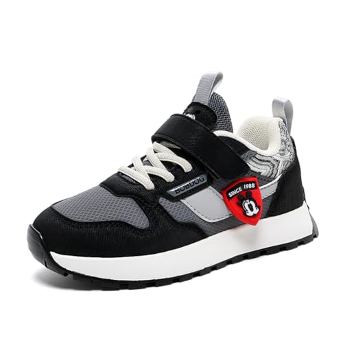 Kinder JungenWasserdichtes Fashion Leichtgewichts Leder Walkingschuhe Turnschuhe Fitnessstudio Sportschuhe Sneaker Running Straßenlaufschuhe Schwarz EU 40 von Twinice