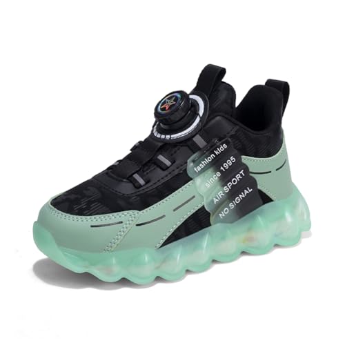 Kinder JungenWasserdichtes Fashion Leichtgewichts Leder Walkingschuhe Turnschuhe Fitnessstudio Sportschuhe Sneaker Running Straßenlaufschuhe Schwarz-Grün EU 40 von Twinice
