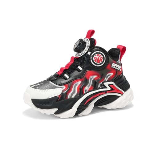 Kinder JungenWasserdichtes Fashion Leichtgewichts Leder Walkingschuhe Turnschuhe Fitnessstudio Sportschuhe Sneaker Running Straßenlaufschuhe Schwarz und Rot EU 33 von Twinice