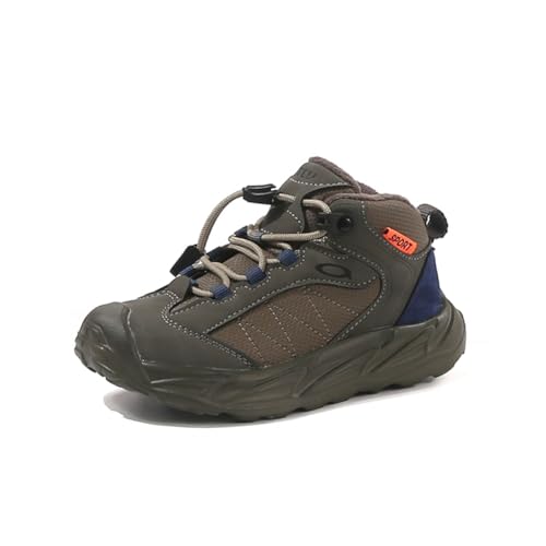 Kinder JungenWasserdichtes Leder Walkingschuhe Turnschuhe Fitnessstudio Sportschuhe Sneaker Running Straßenlaufschuhe Fashion Leichtgewichts Armeegrün EU 30 von Twinice