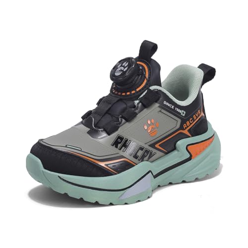 Kinder JungenWasserdichtes Leder Walkingschuhe Turnschuhe Fitnessstudio Sportschuhe Sneaker Running Straßenlaufschuhe Fashion Leichtgewichts Armeegrün EU 33 von Twinice