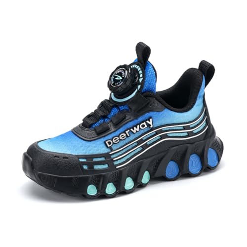 Kinder JungenWasserdichtes Leder Walkingschuhe Turnschuhe Fitnessstudio Sportschuhe Sneaker Running Straßenlaufschuhe Fashion Leichtgewichts Blau EU 33 von Twinice