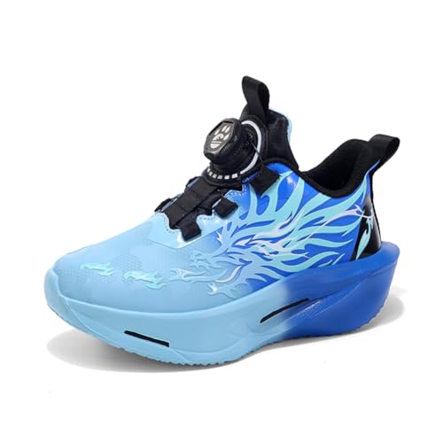 Kinder JungenWasserdichtes Leder Walkingschuhe Turnschuhe Fitnessstudio Sportschuhe Sneaker Running Straßenlaufschuhe Fashion Leichtgewichts Blau EU 37 von Twinice