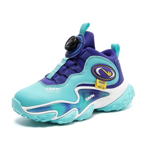 Kinder JungenWasserdichtes Leder Walkingschuhe Turnschuhe Fitnessstudio Sportschuhe Sneaker Running Straßenlaufschuhe Fashion Leichtgewichts Blau EU 37 von Twinice