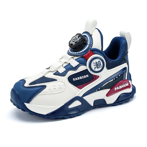 Kinder JungenWasserdichtes Leder Walkingschuhe Turnschuhe Fitnessstudio Sportschuhe Sneaker Running Straßenlaufschuhe Fashion Leichtgewichts Blau EU 37 von Twinice