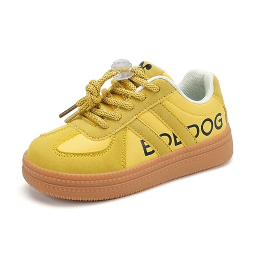 Kinder JungenWasserdichtes Leder Walkingschuhe Turnschuhe Fitnessstudio Sportschuhe Sneaker Running Straßenlaufschuhe Fashion Leichtgewichts Gelb EU 28 von Twinice